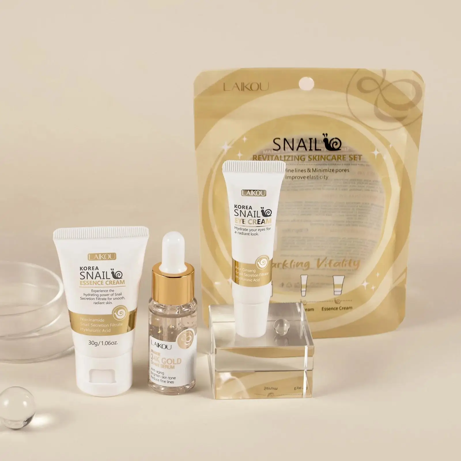 24K Gold Snail Repair Serum Ey - огляд і ціна Luxury Skincare Set